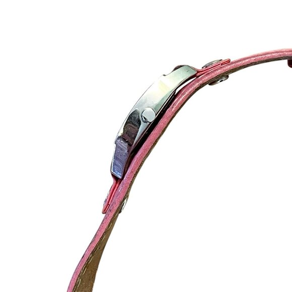 Fossil Silver Tone Dial Pink Leather Band Watch Bracelet Y2K *READ* - Picture 11 of 12